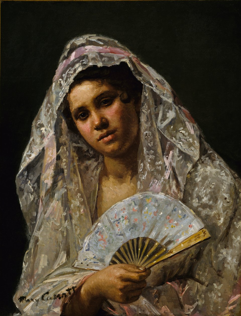 Espanjalainen tanssija pitsimantillassa, 1873. tekijältä Mary Cassatt