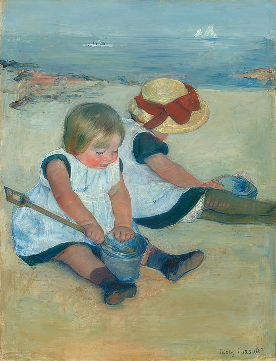 Lapset leikkivät rannalla. 1884 tekijältä Mary Cassatt