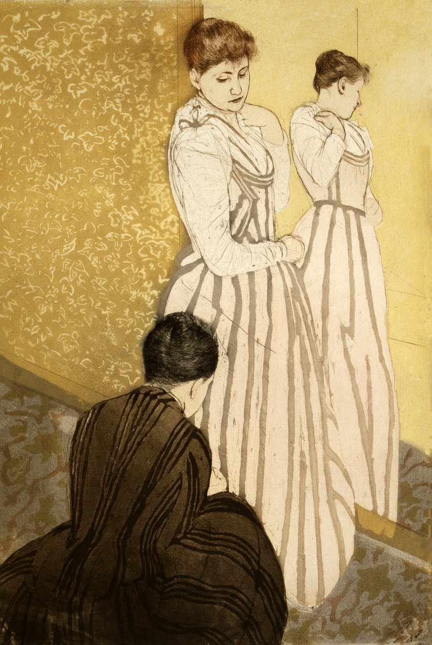 The Fitting, pubi. 1891 tekijältä Mary Cassatt