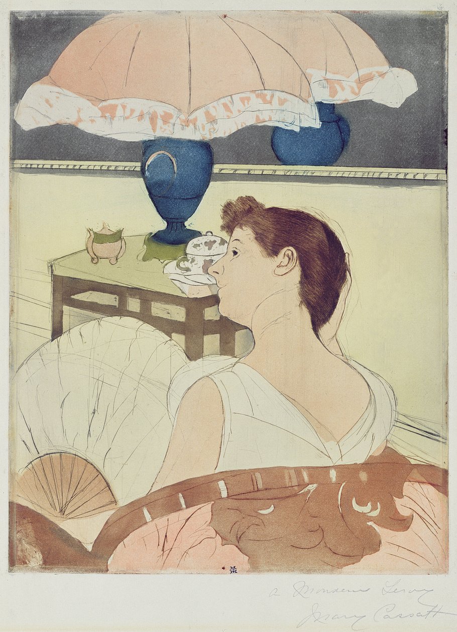 Lamppu, 1891 (kuivakärki, pehmeä maaperä ja akvatinta paperilla) tekijältä Mary Cassatt