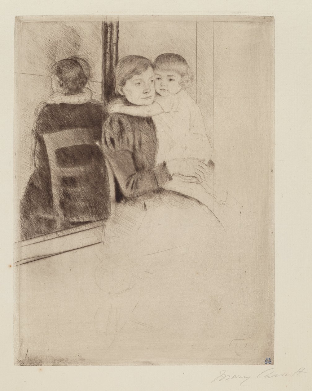 Peili, c. 1891. tekijältä Mary Cassatt
