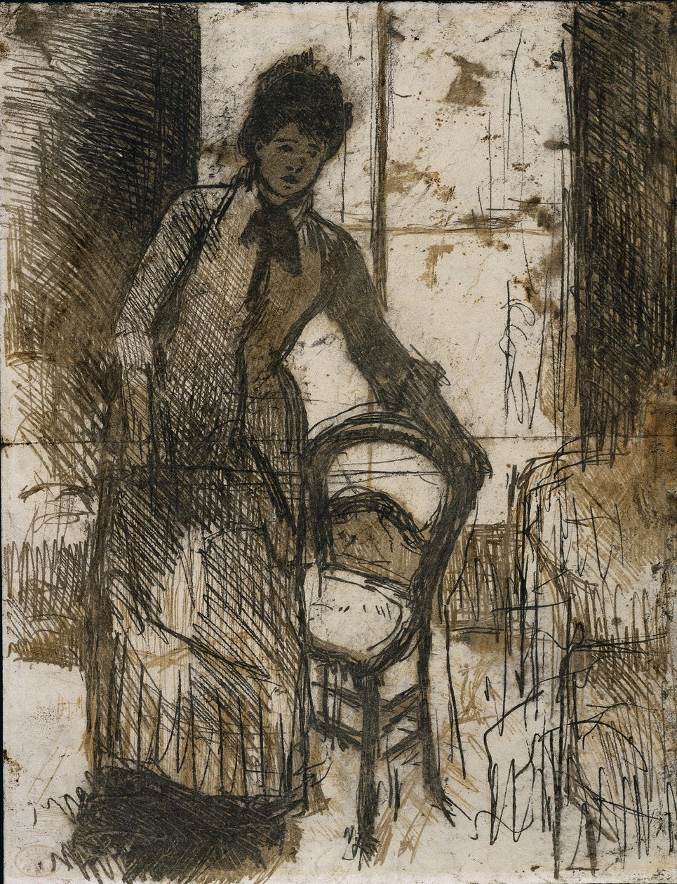 Vierailija verso, c. 1881. tekijältä Mary Cassatt