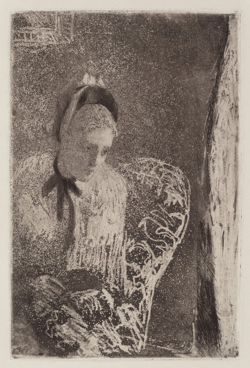 Odottaa, c. 1879. tekijältä Mary Cassatt
