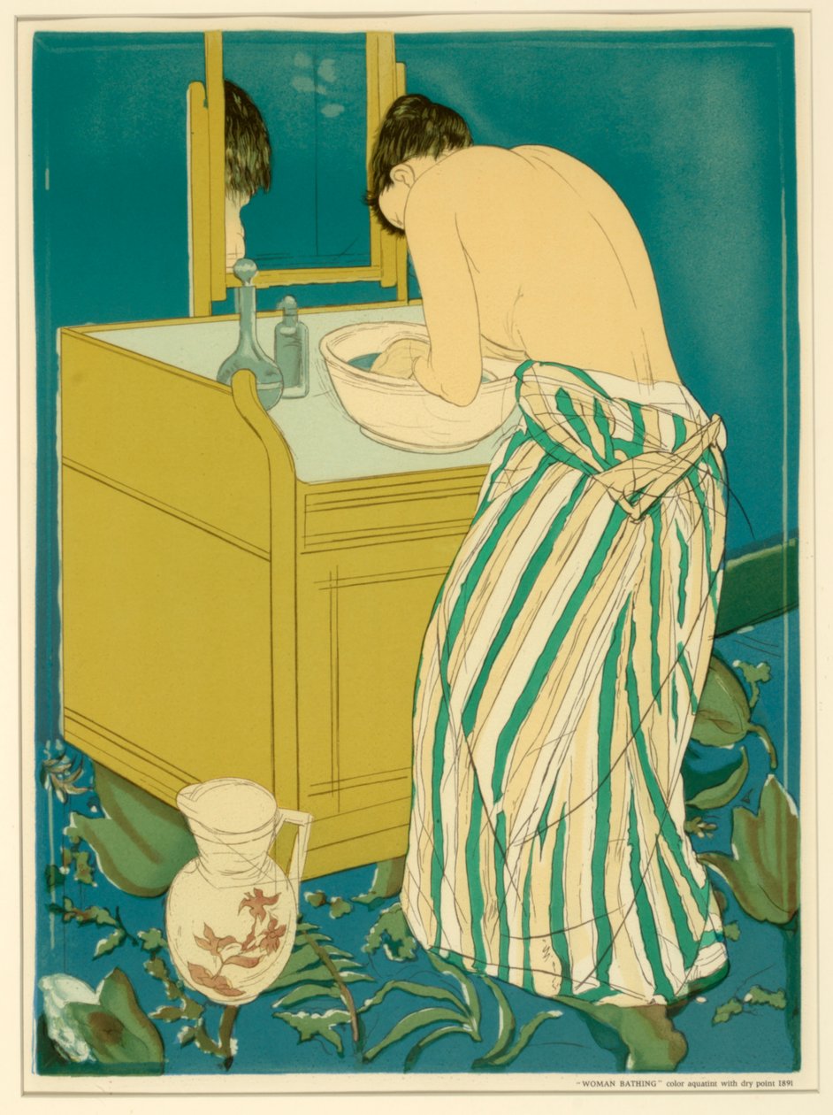 Nainen uimassa (juliste) tekijältä Mary Cassatt
