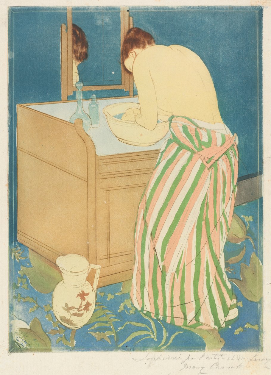 Nainen uimassa tekijältä Mary Cassatt