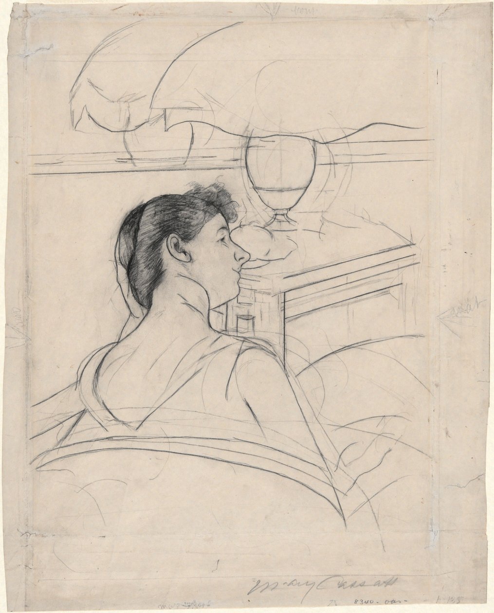 Nainen ja lamppu tekijältä Mary Cassatt