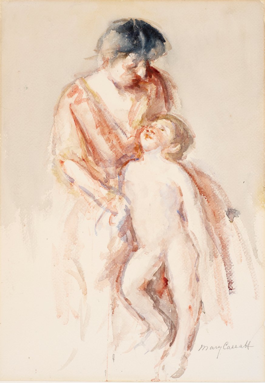 Nainen alastonpojan kanssa vasemmalla tekijältä Mary Cassatt