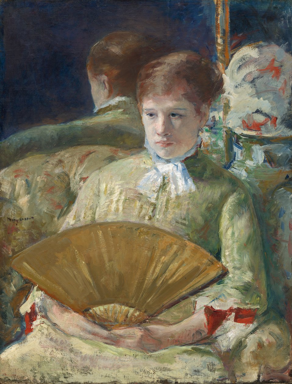 Nainen tuulettimen kanssa, c. 18781879. tekijältä Mary Cassatt