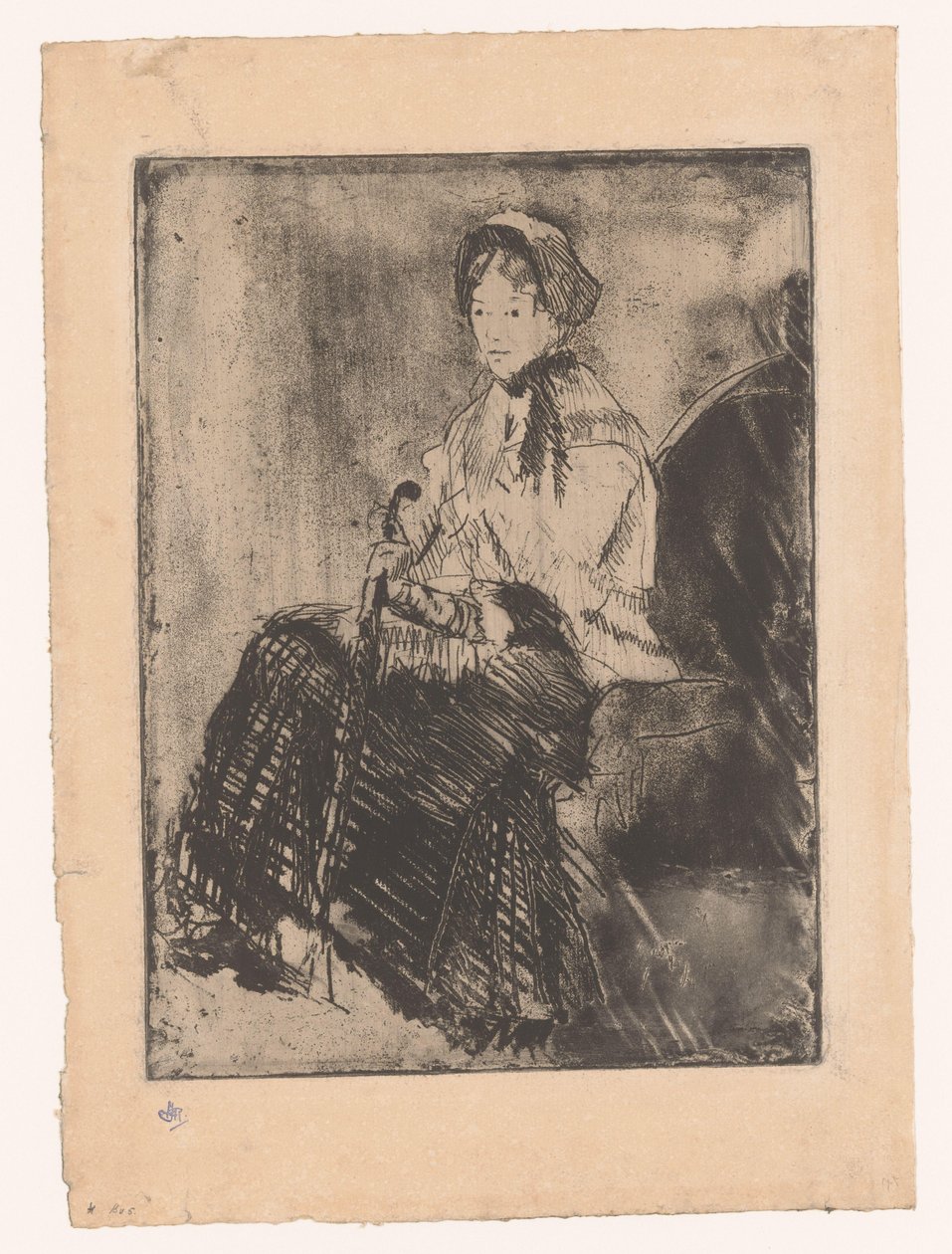 Istuva nainen sateenvarjolla Sateenvarjo tekijältä Mary Cassatt
