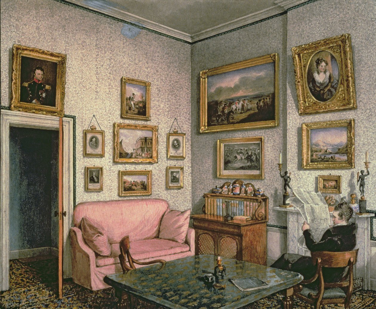 Eversti Norcliffen työhuone Langton Hallissa, n. 1837 tekijältä Mary Ellen Best