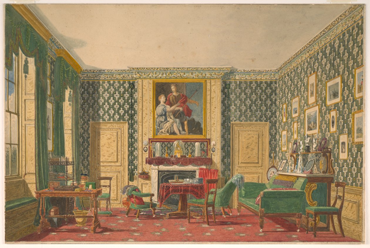 Piirustus, sisätila, 1837-40 tekijältä Mary Ellen Best