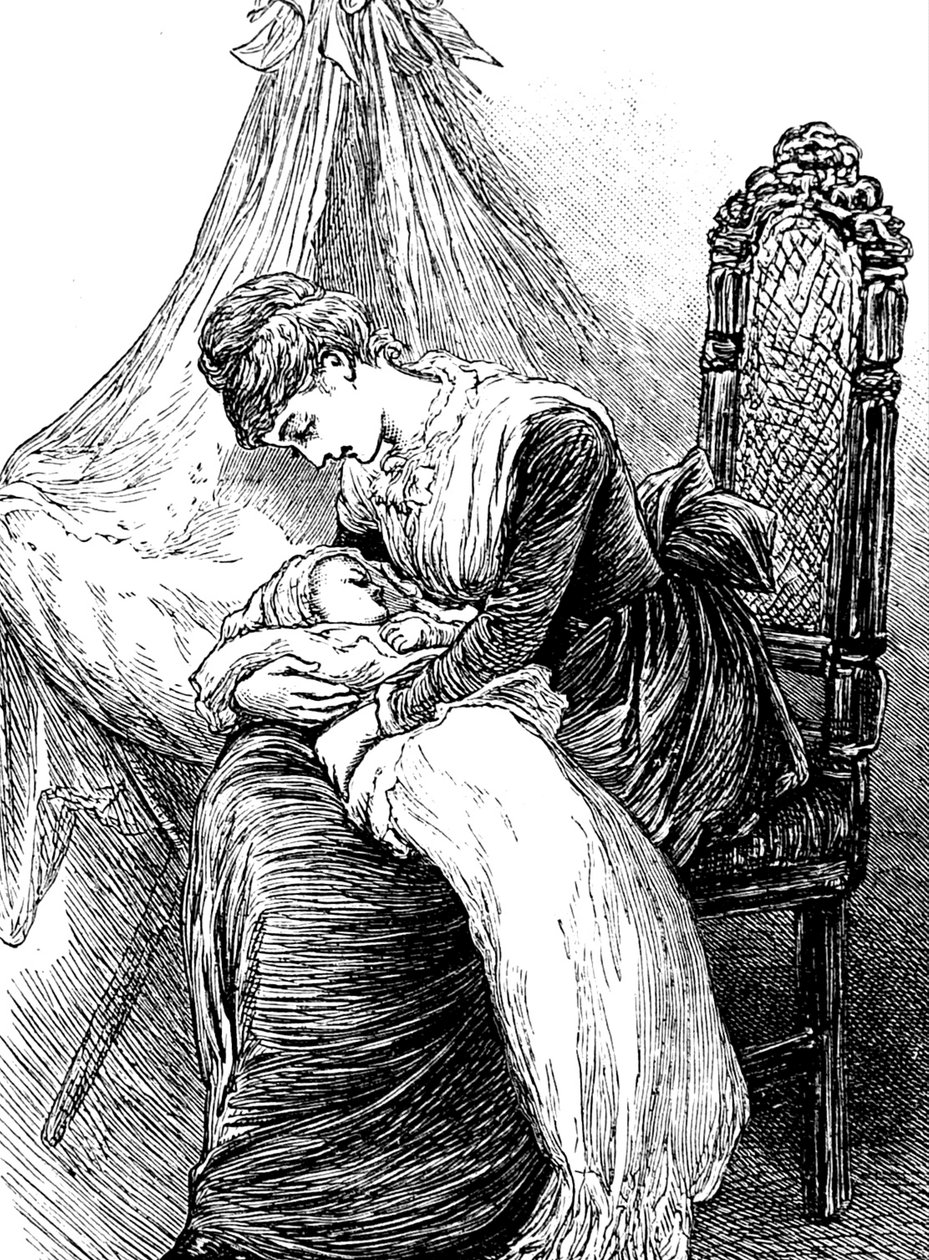Nuori äiti, joka halaa lastaan tekijältä Mary Ellen Edwards