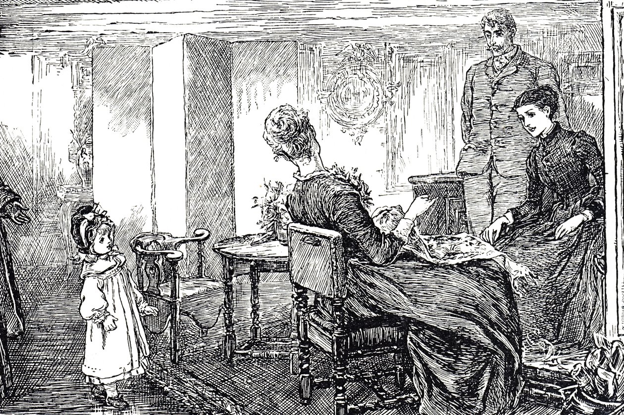 Kuva pienestä tytöstä, josta hänen tätinsä ja setänsä huolehtivat iltapäivän ajan tekijältä Mary Ellen Edwards