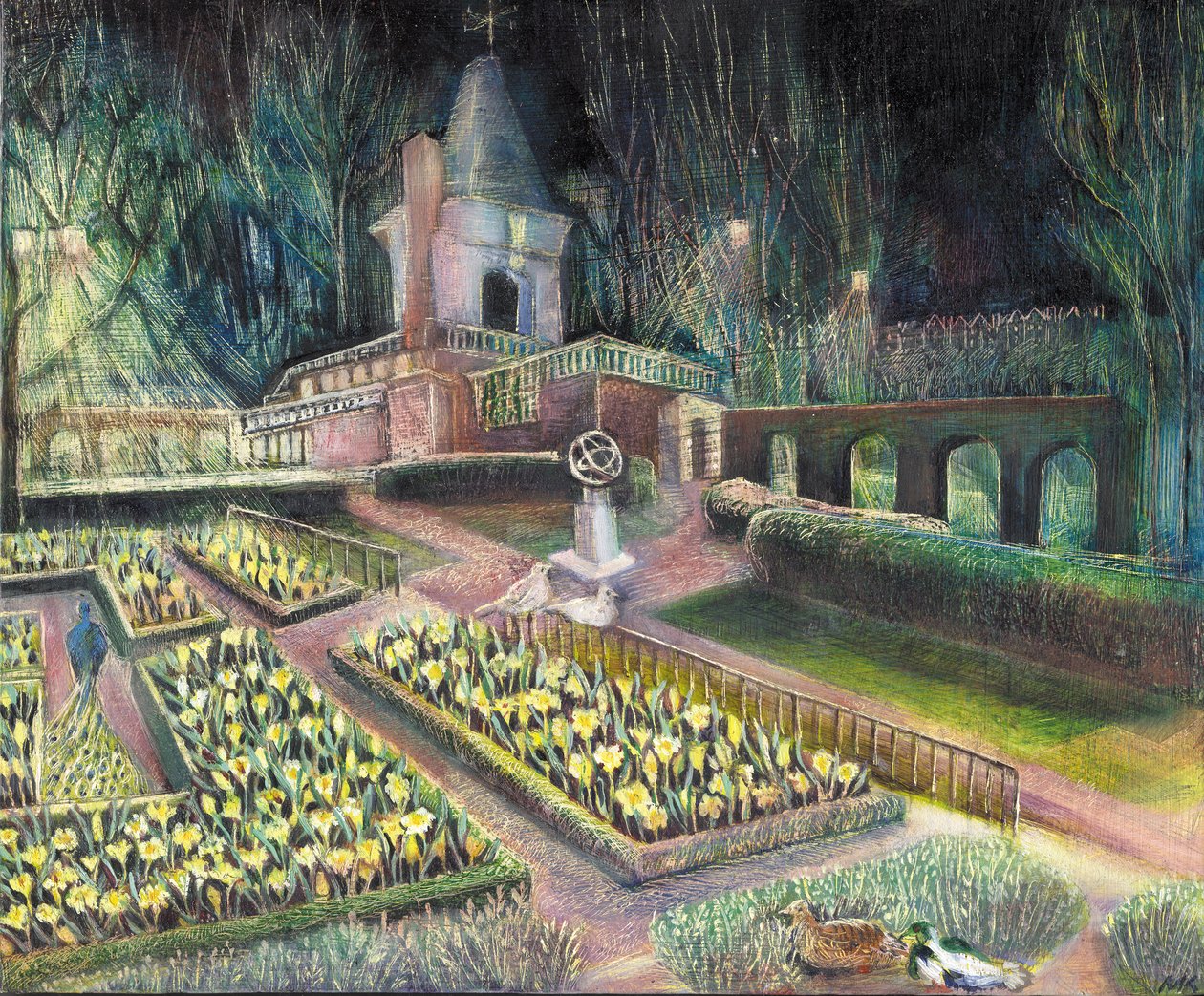 Flower Garden, Holland park, 2002 (öljy bardille) tekijältä Mary Kuper