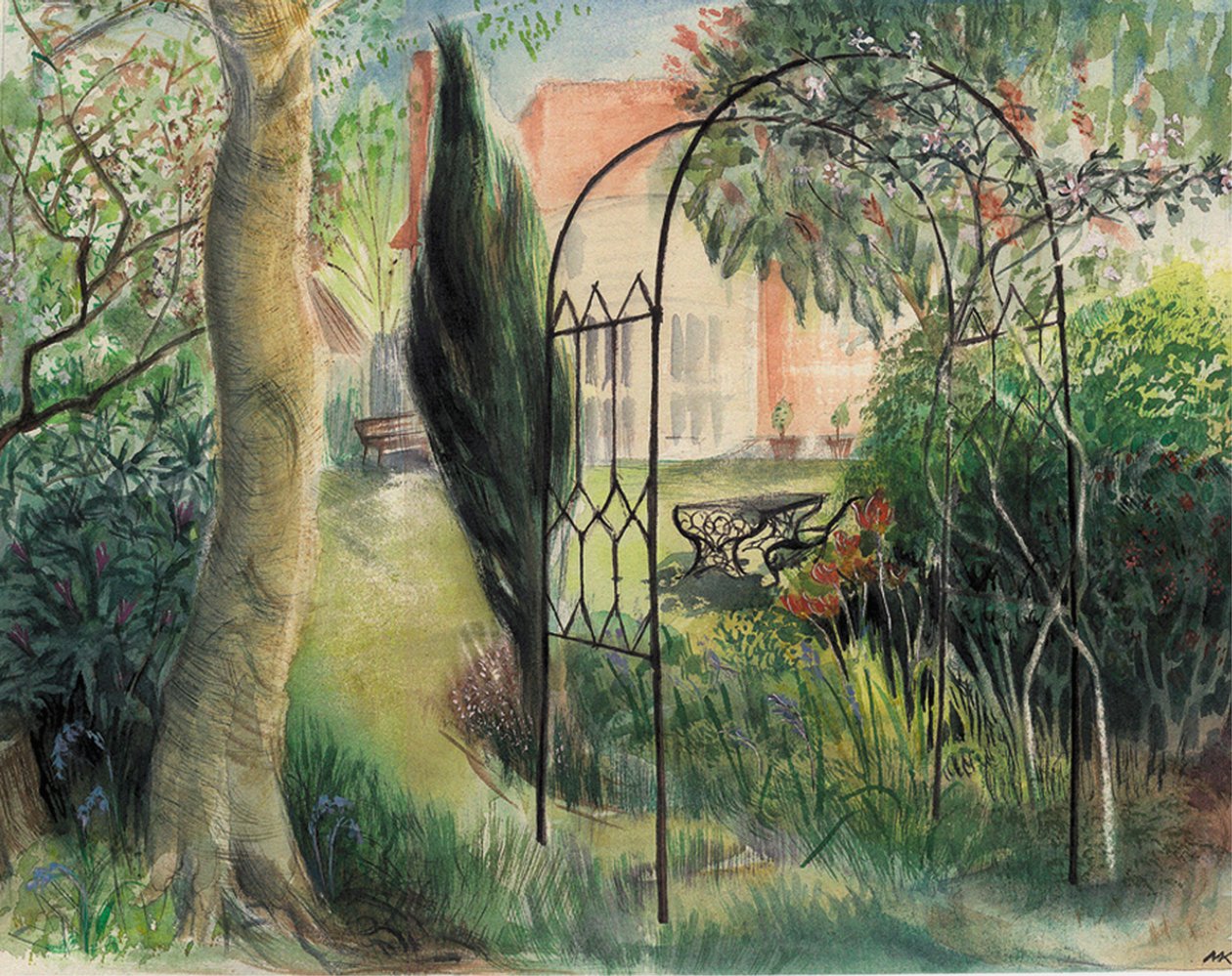 Garden, Harrow, 2003 (akvarelli) tekijältä Mary Kuper