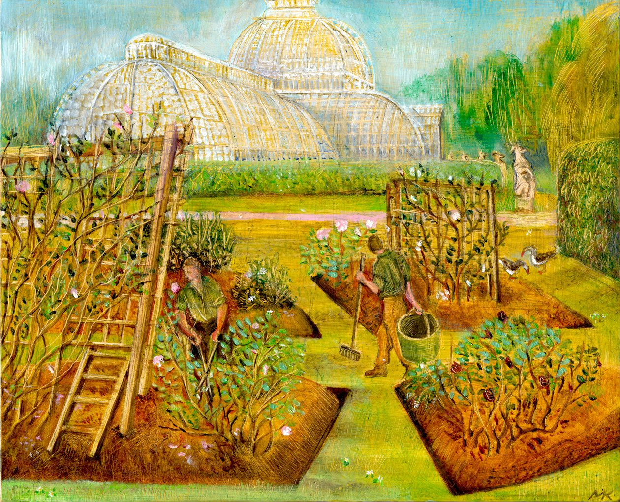 Gardeners, Kew, 2002 (öljy aluksella) tekijältä Mary Kuper
