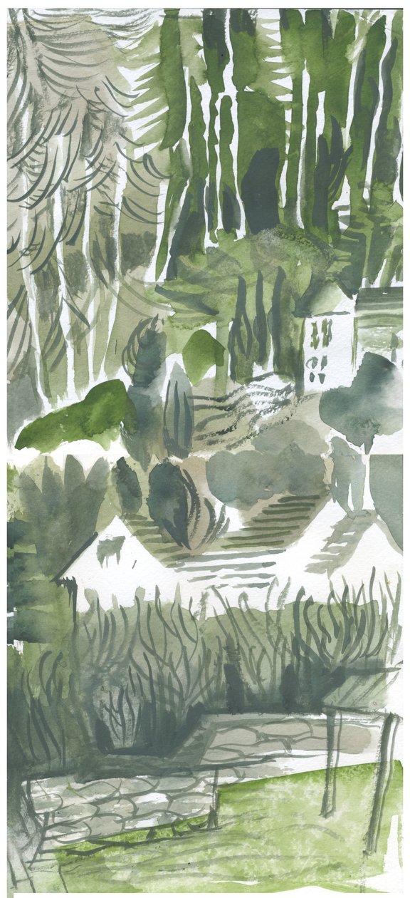 Somerset Valley, 2019 (akvarelli) tekijältä Mary Kuper