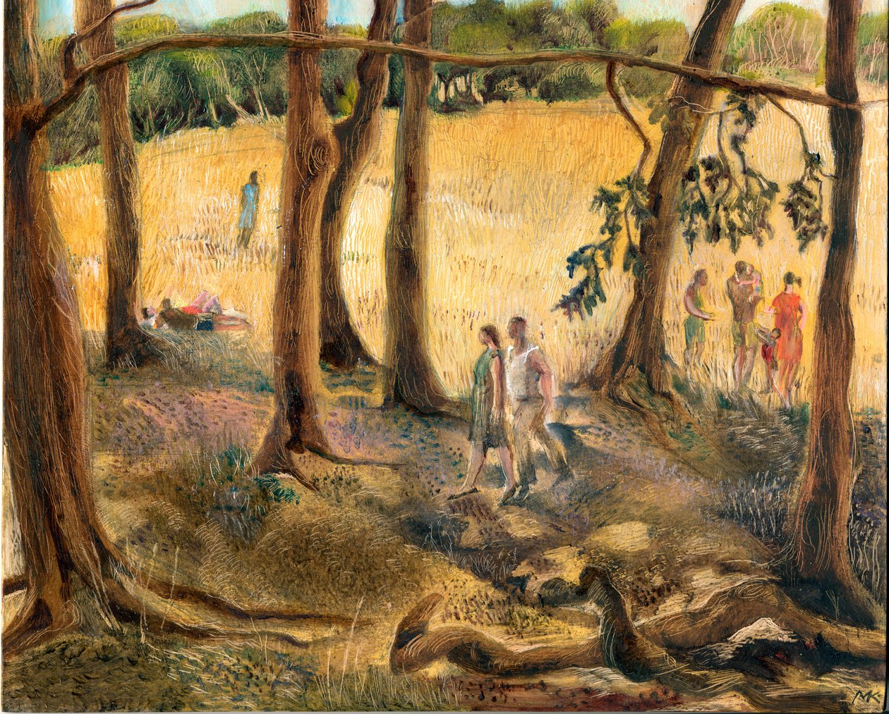Puiden alla, Hampstead Heath, 2002 (öljy aluksella) tekijältä Mary Kuper