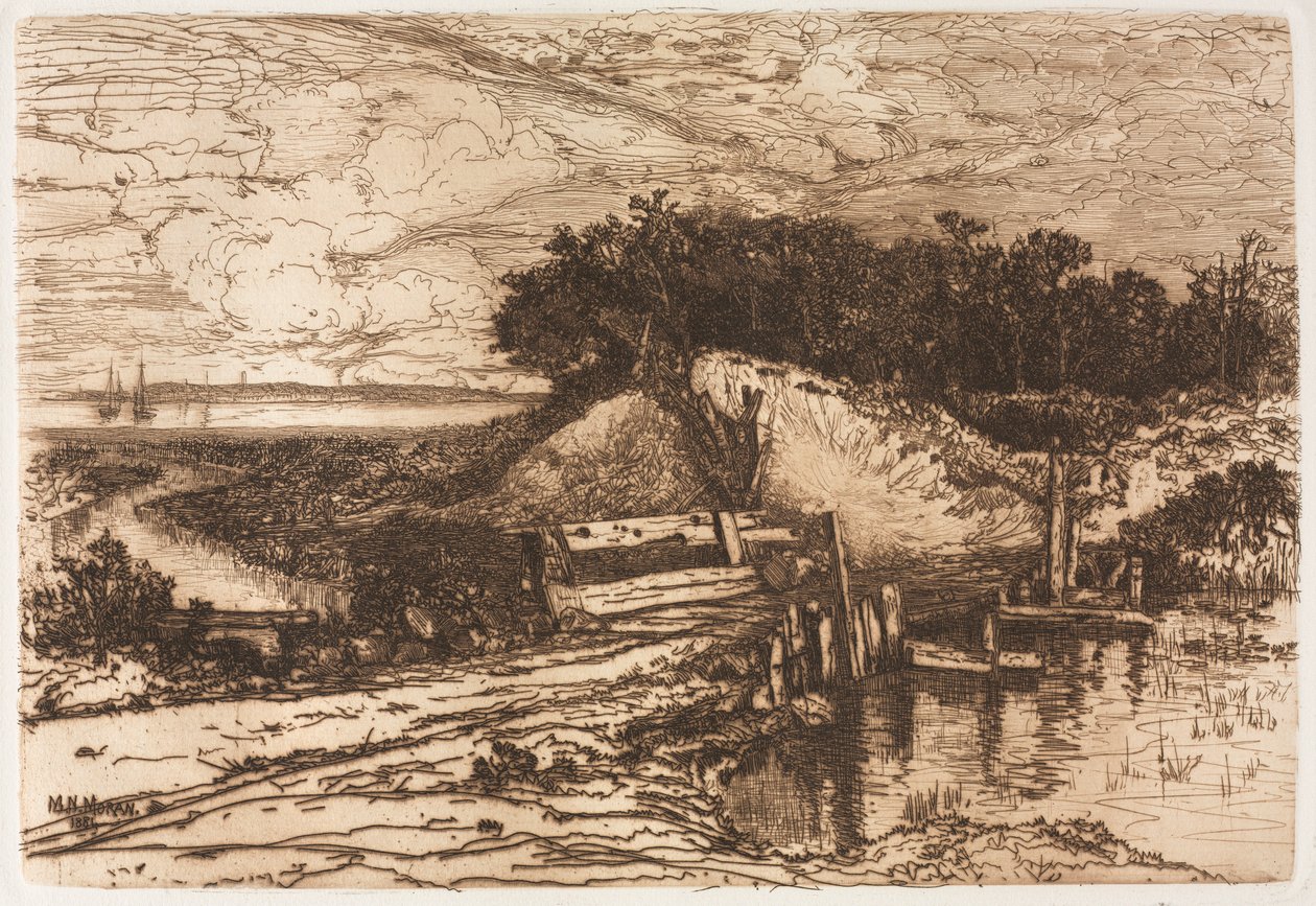 Gardiners Bay, Long Island, nähtynä Fresh Pondista, 1881. tekijältä Mary Nimmo Moran