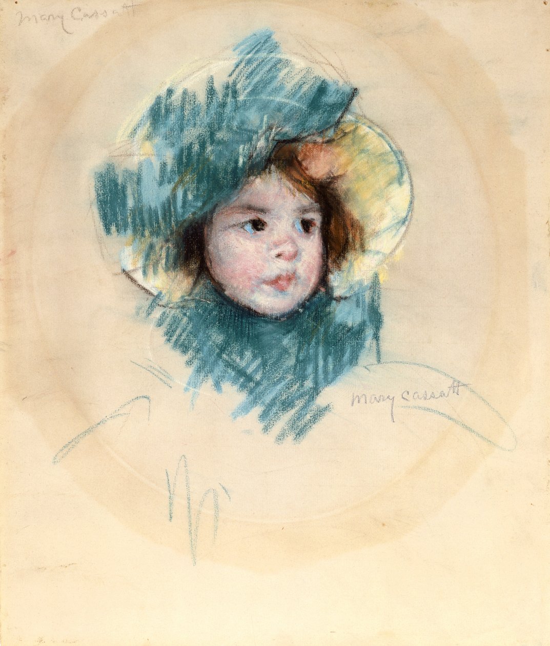 Head Of Margot (pastel sobre papel avergoado branco) finlandês tekijältä Mary Stevenson Cassatt