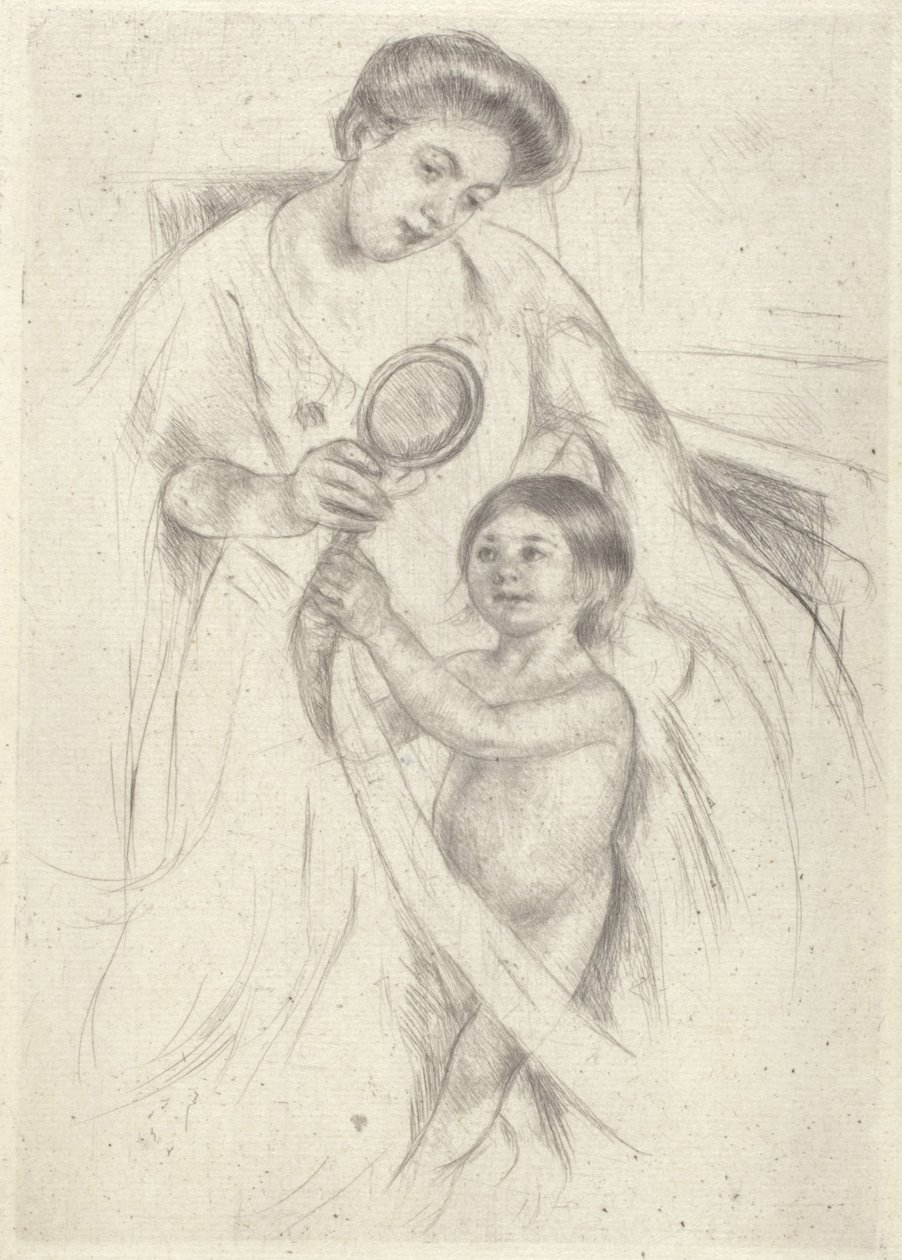 Käsipeiliin katsominen #3 (muste) tekijältä Mary Stevenson Cassatt