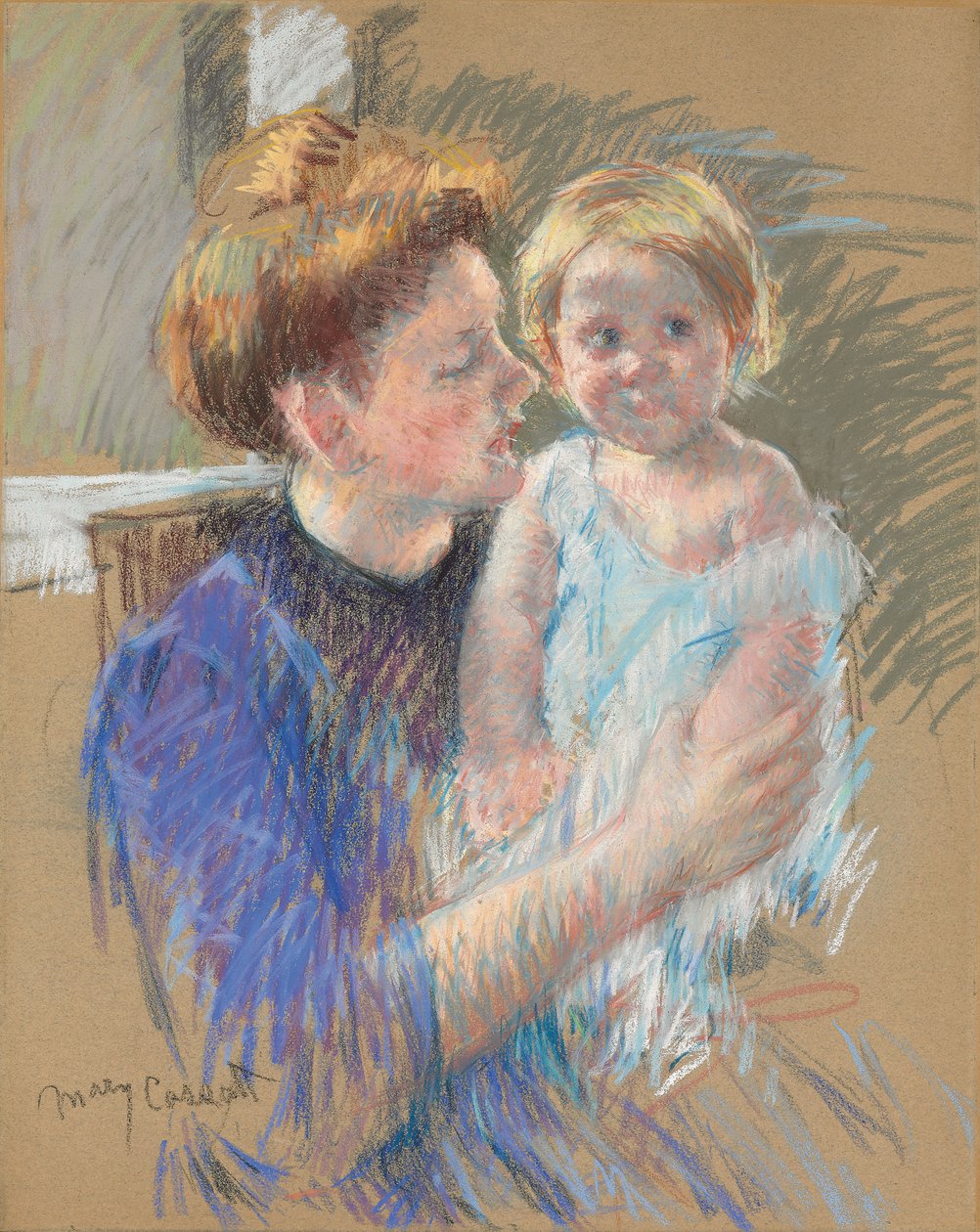 Äiti purppurassa pitelemässä lastaan, n. 1914 tekijältä Mary Cassatt