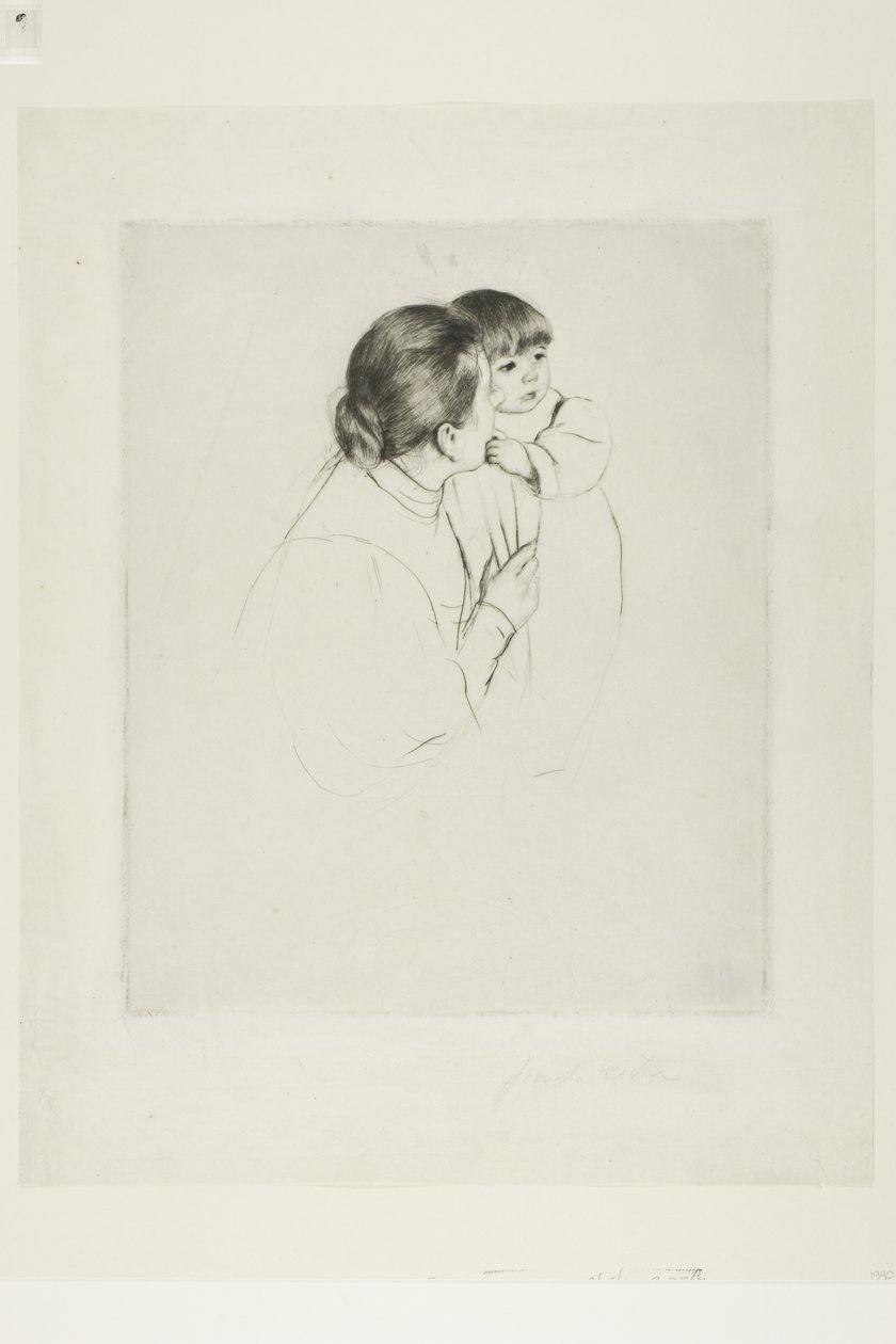Maalaisäiti ja -lapsi, noin 1895 (Kipsipiirto norsunluun paperille). tekijältä Mary Stevenson Cassatt