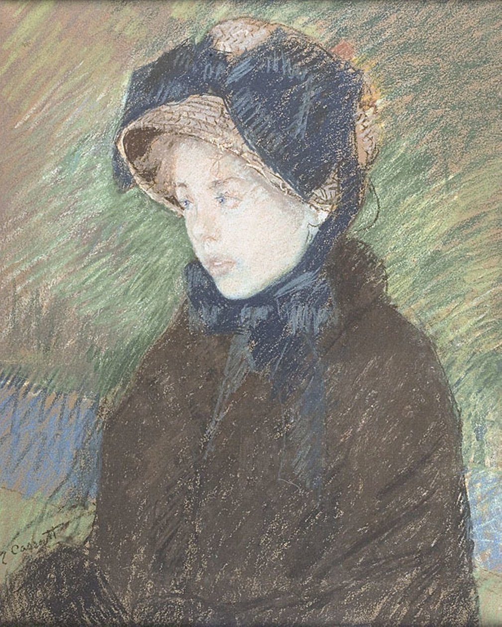 Nuoren tytön muotokuva, n. 1880 (pastelli paperille) tekijältä Mary Stevenson Cassatt