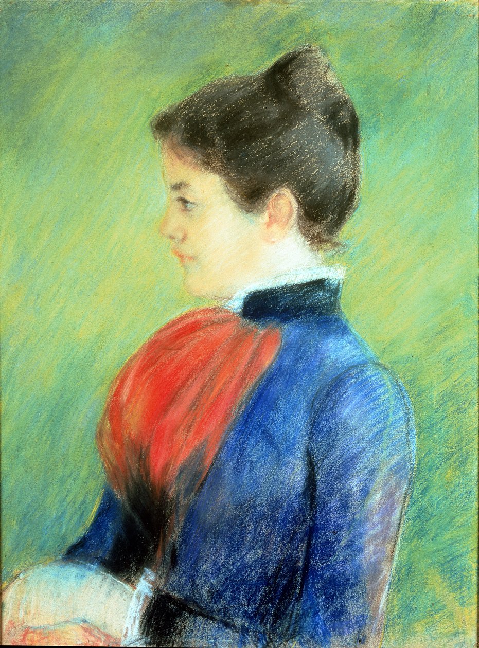 Jabotin päällä olevan naisen profiili (pastelli paperille) tekijältä Mary Stevenson Cassatt