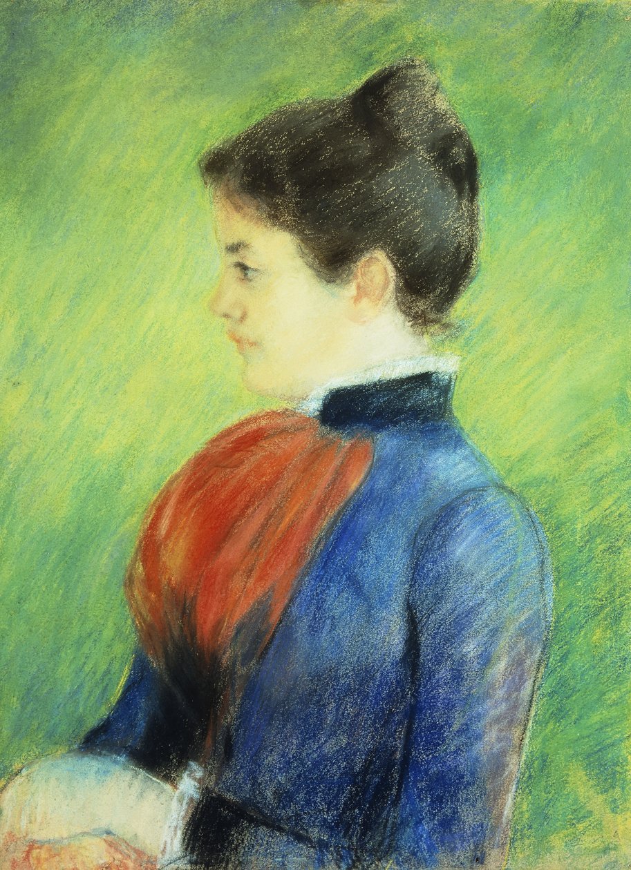 Jabotin päällä olevan naisen profiili, tekijältä Mary Cassatt