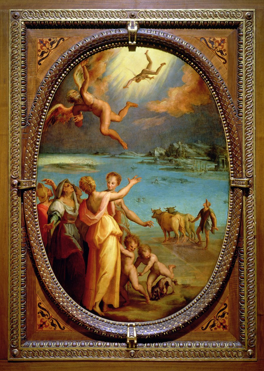 Ikaroksen putoaminen, 1572 (öljy liuskekivelle) tekijältä Maso da San Friano