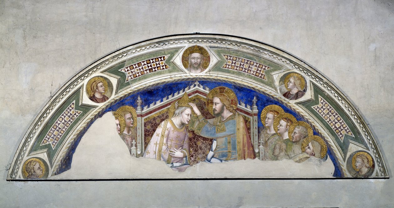 Neitsyt Marian kruunajaiset. Maso di Bancon (toiminut vuosina 1335 - 1346) maalaus. tekijältä Maso di Banco