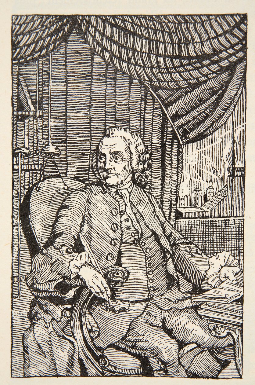 Franklin, kopio Boris Mestchersky (k. 1957) kuvitus "Histoire de la Nation Francaise", Sciences, Volumes I ja II, kirjoittanut Gabriel Hanotaux (1853-1944), 1924 tekijältä Mason Chamberlin