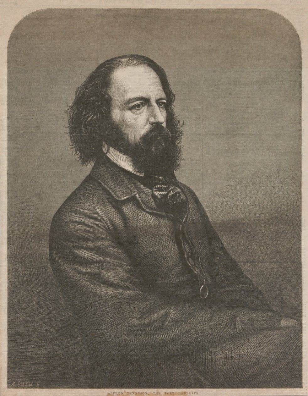 Alfred, Lord Tennysonin muotokuva 1809-1892, 1864. tekijältä Mason Jackson