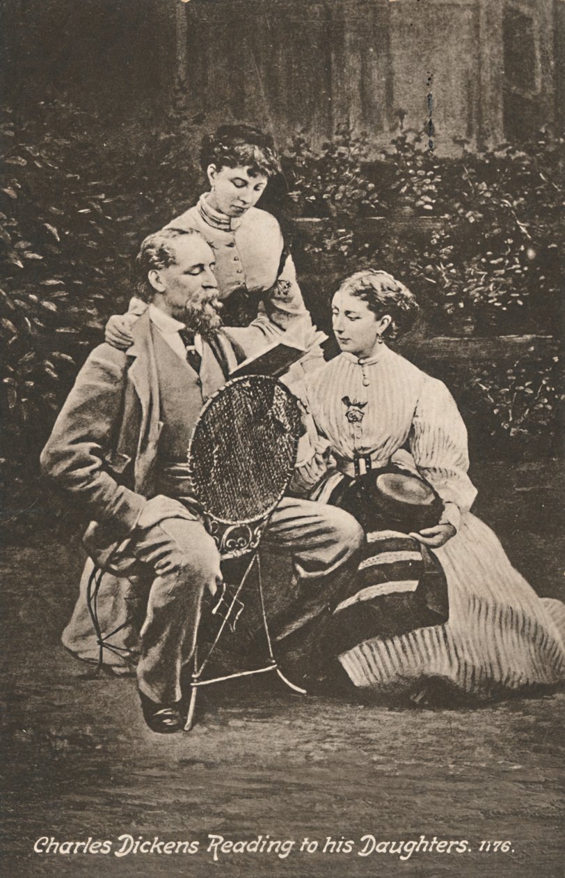 "Charles Dickens lukemassa tyttäreilleen", 1865 tekijältä Mason and Co.