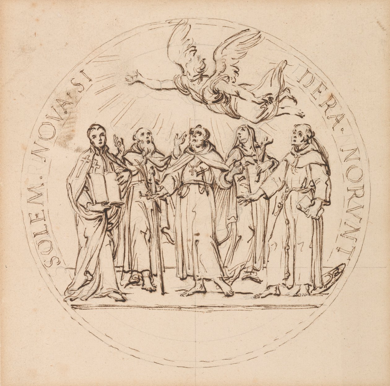 Suunnittelijat Clement X:n Pyhän Piuksen, Saint Gaetano dei Conti di Thienen, Saint Francis Borgian, S. J.:n, Saint Louis Bertrandin, O.P.:n ja Skotlannin Saint Margaret Q(ueen) pyhittämistä varten paavin pyhittämistä varten tekijältä Massimiliano Soldani