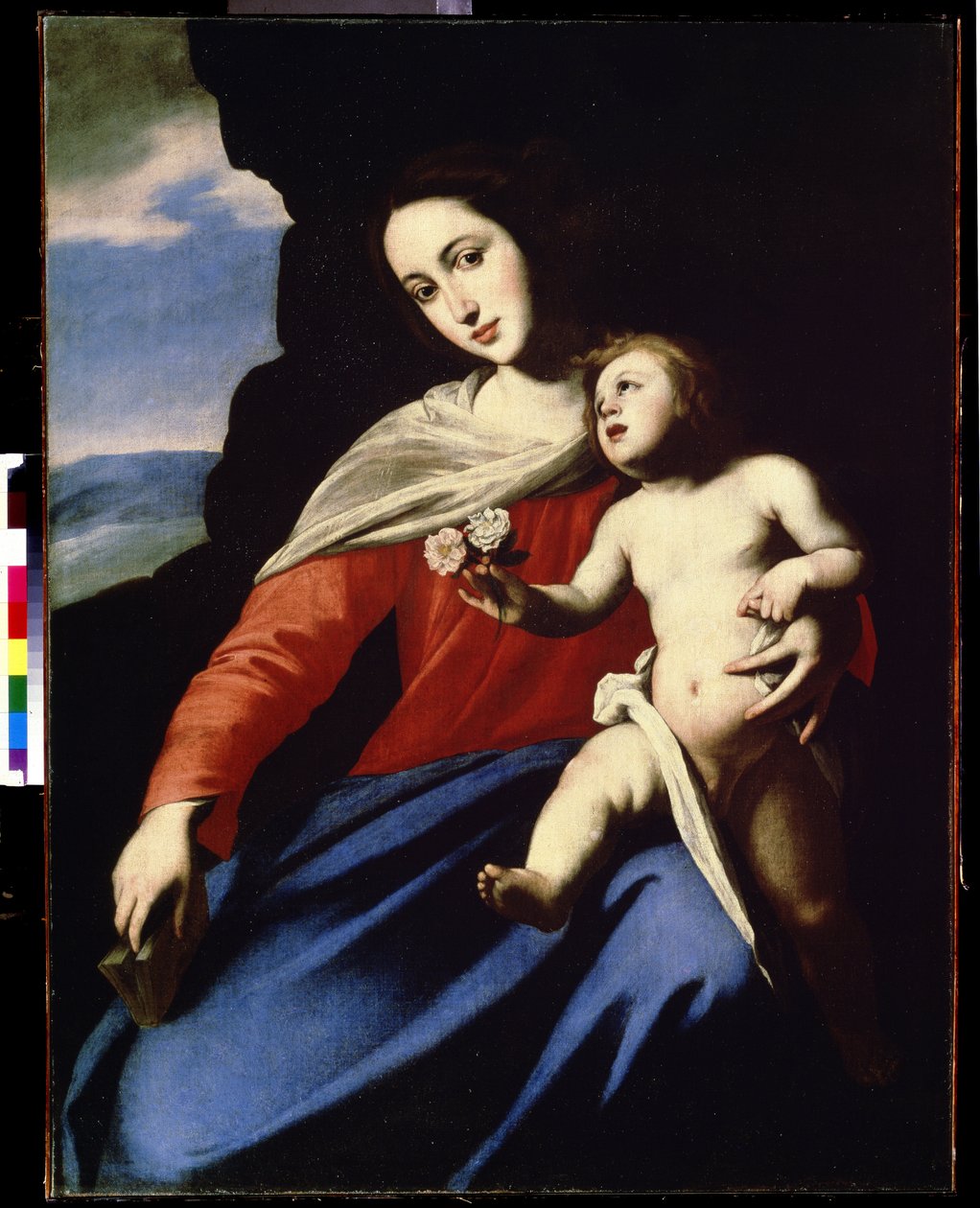 Neitsyt ja lapsi (Neitsyt ja lapsi). Massimo Stanzionen maalaus (noin 1585-noin 1658). Öljy kankaalle tekijältä Massimo Stanzione