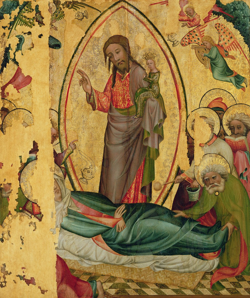 Dormition, Buxtehuden alttarin vasemmasta siivestä, 1400-10 (tempera paneelissa) tekijältä Master Bertram of Minden