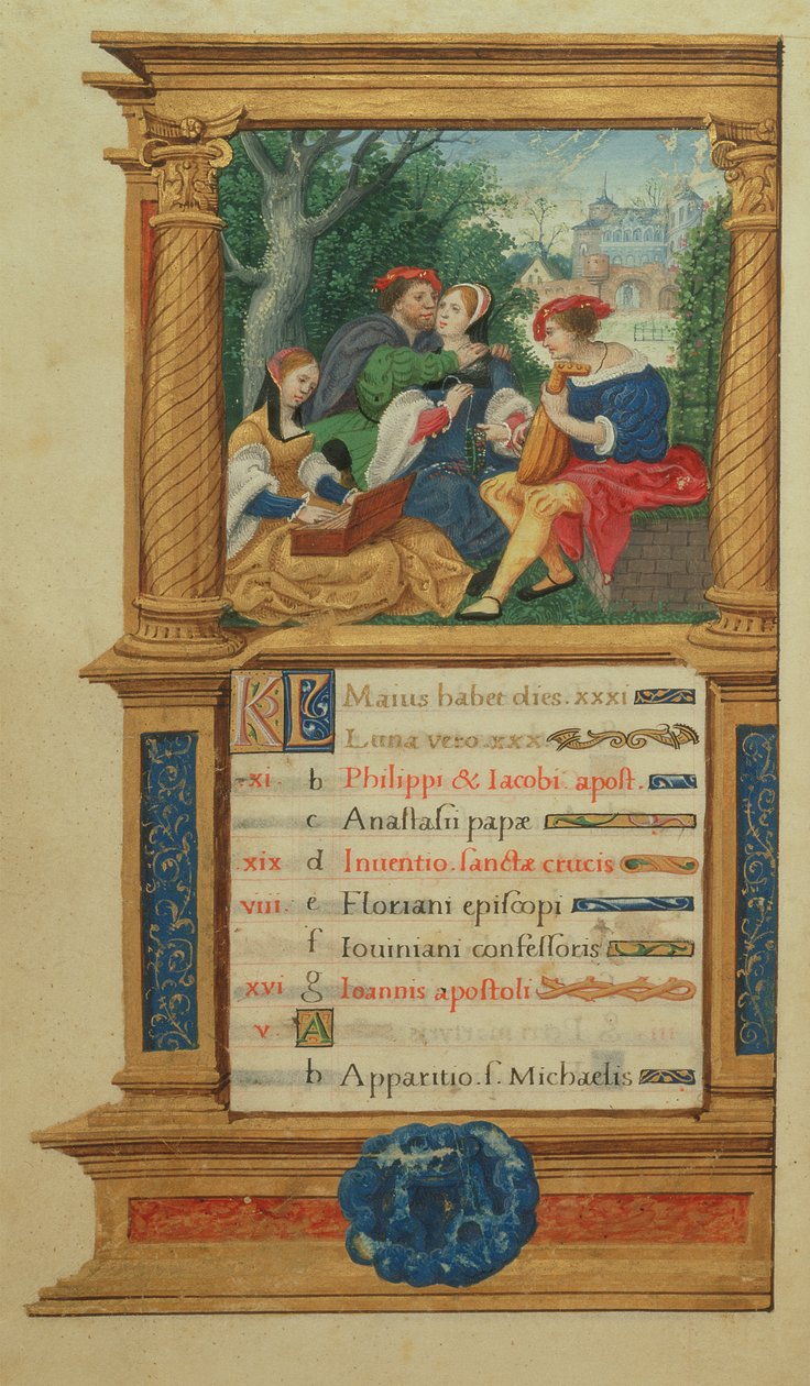 MS W.449 fol.6v May Making Music, n. 1525 tekijältä Master Jean de Mauleon