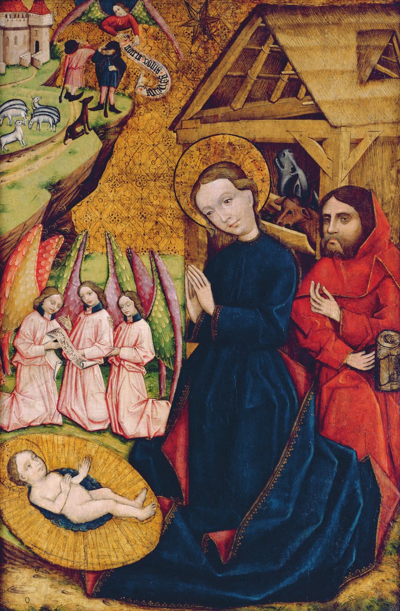 Syntymä, Nemetlipcsen pääalttarilta, n. 1450 (tempera puulla) tekijältä Master from Nemetlipcse