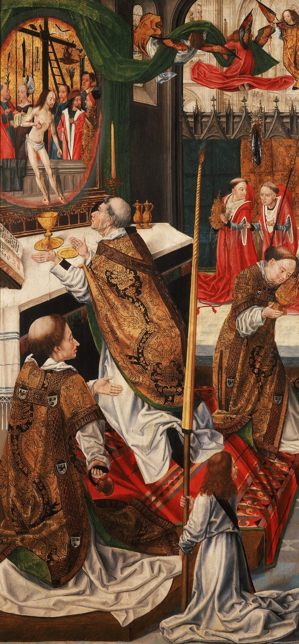 Kolmiosainen kohtauksia Kristuksen kärsimyksestä (vasemman siiven käänteinen) Pyhän Gregoryn messu tekijältä Master of Aachen the Altarpiece