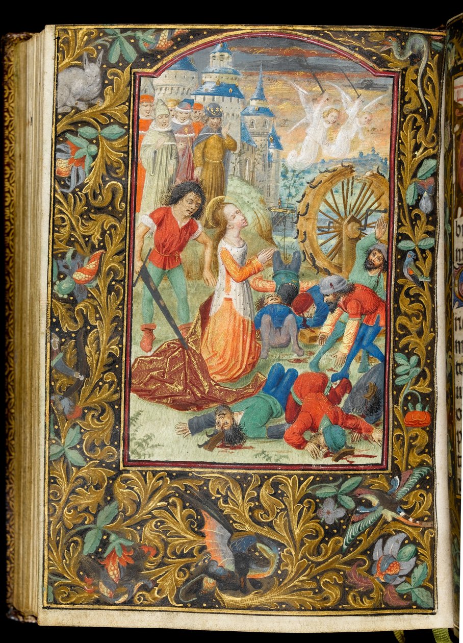 Ms 268 f.140v Pyhän Katariinan marttyyrikuolema, noin 1475 (muste pergamentilla). tekijältä Master of Fitzwilliam