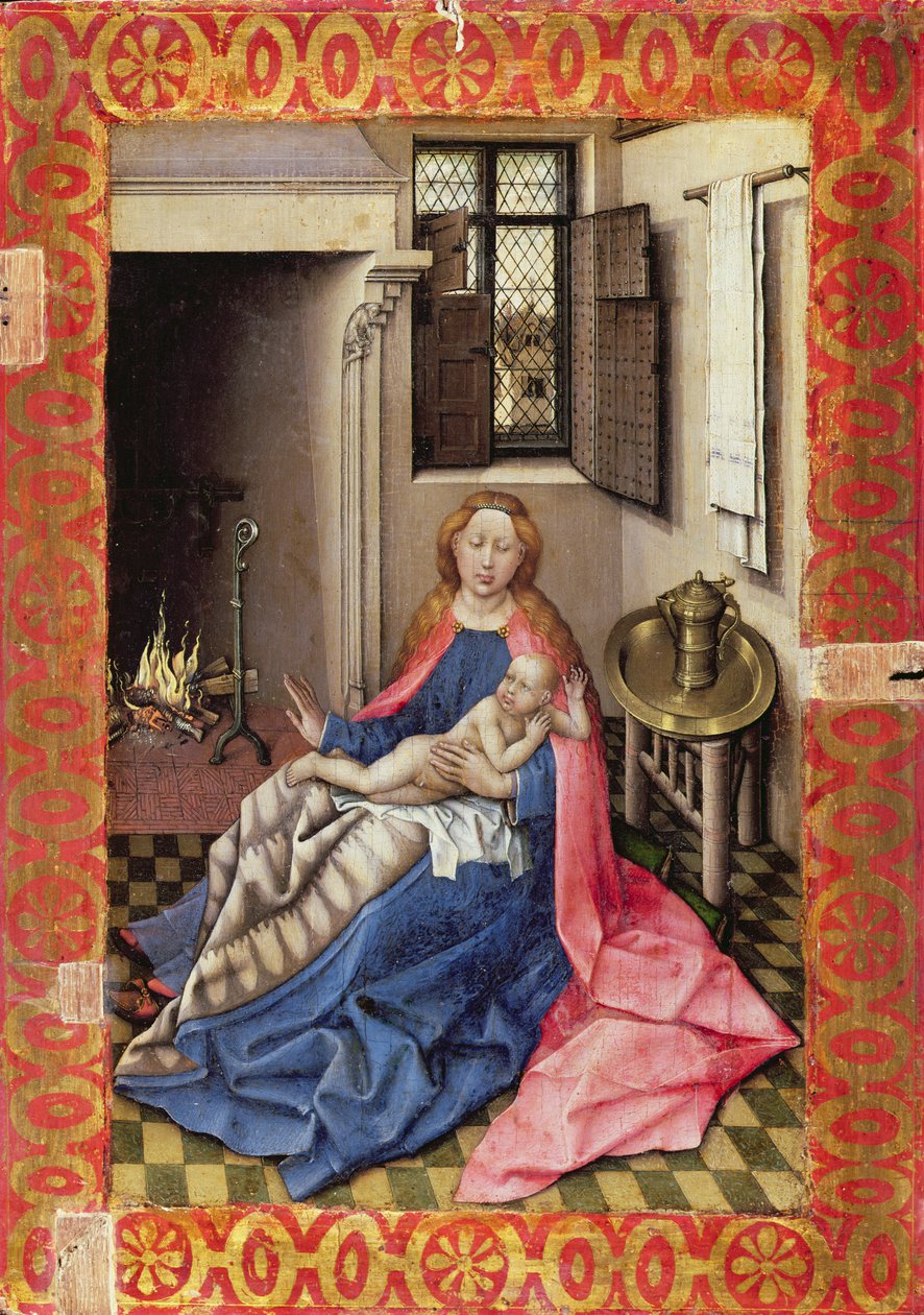 Madonna ja lapsi ennen takkaa (paneeli) (osa diptyykkiä, katso 73053) tekijältä Master of Flémalle