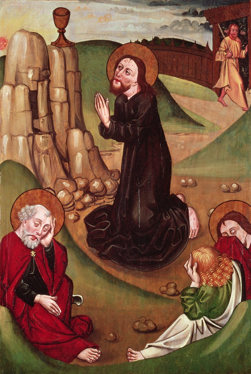 Agony in the Garden (tempera paneelissa) tekijältä Master of Janosret