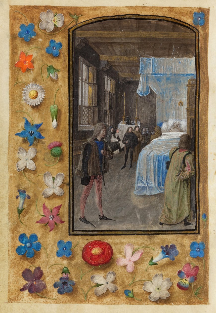 Kuolema sängyssä William Hastingsin tuntikirjassa tekijältä Master of Mary of Burgundy
