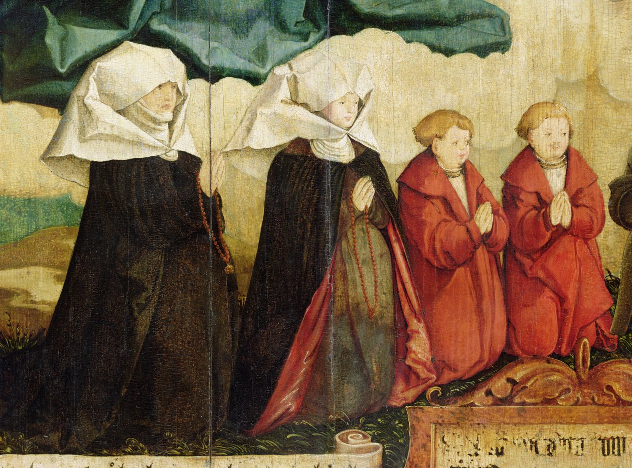 Kneeling Worshippers, yksityiskohta Pyhästä Kolminaisuudesta tekijältä Master of Messkirch