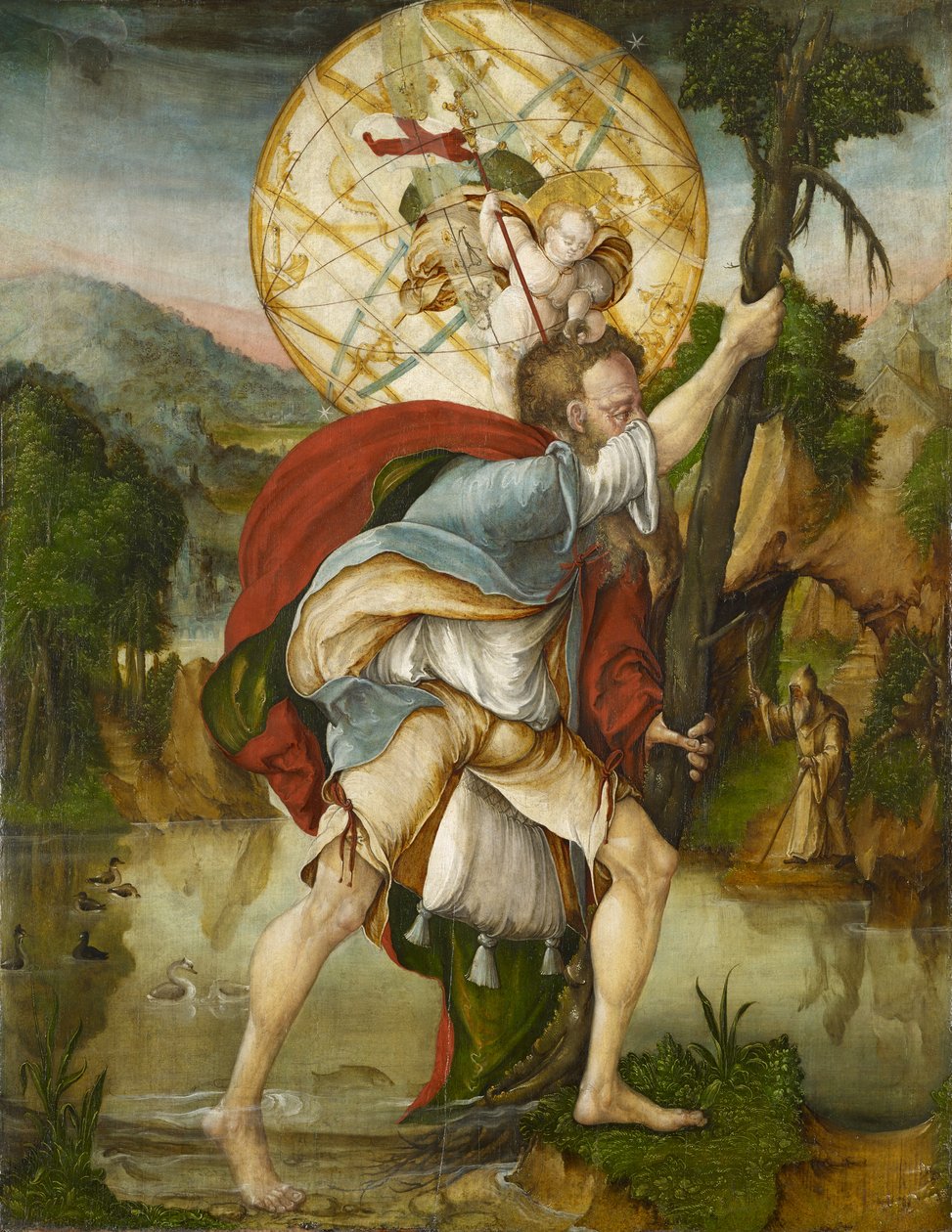 St. Christopher (tempera paneelissa) tekijältä Master of Messkirch