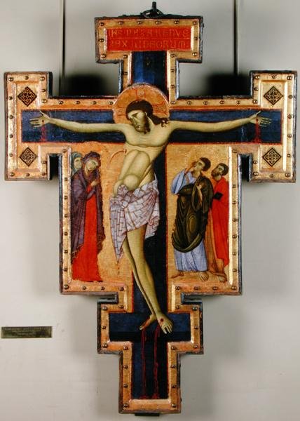 Ristiinnaulitseminen, n. 1270-80 (tempera paneelissa) tekijältä Master of San Francesco