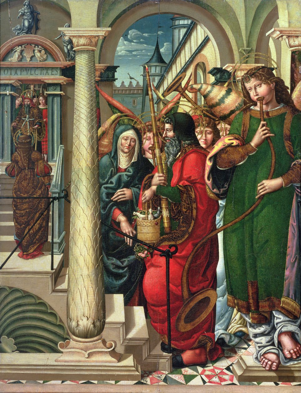 Neitsyen esitys temppelissä, 1519 (paneeli) tekijältä Master of Sigena