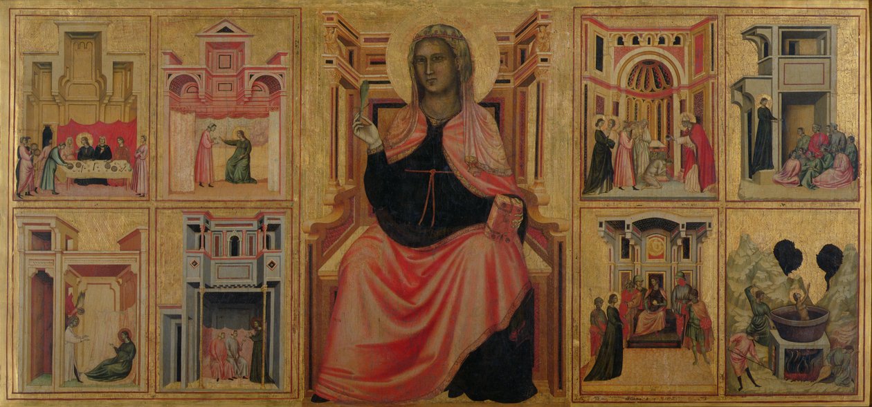 St. Cecilia ja kohtauksia hänen elämästään, n. 1304 (tempera paneelissa) tekijältä Master of St. Cecilia